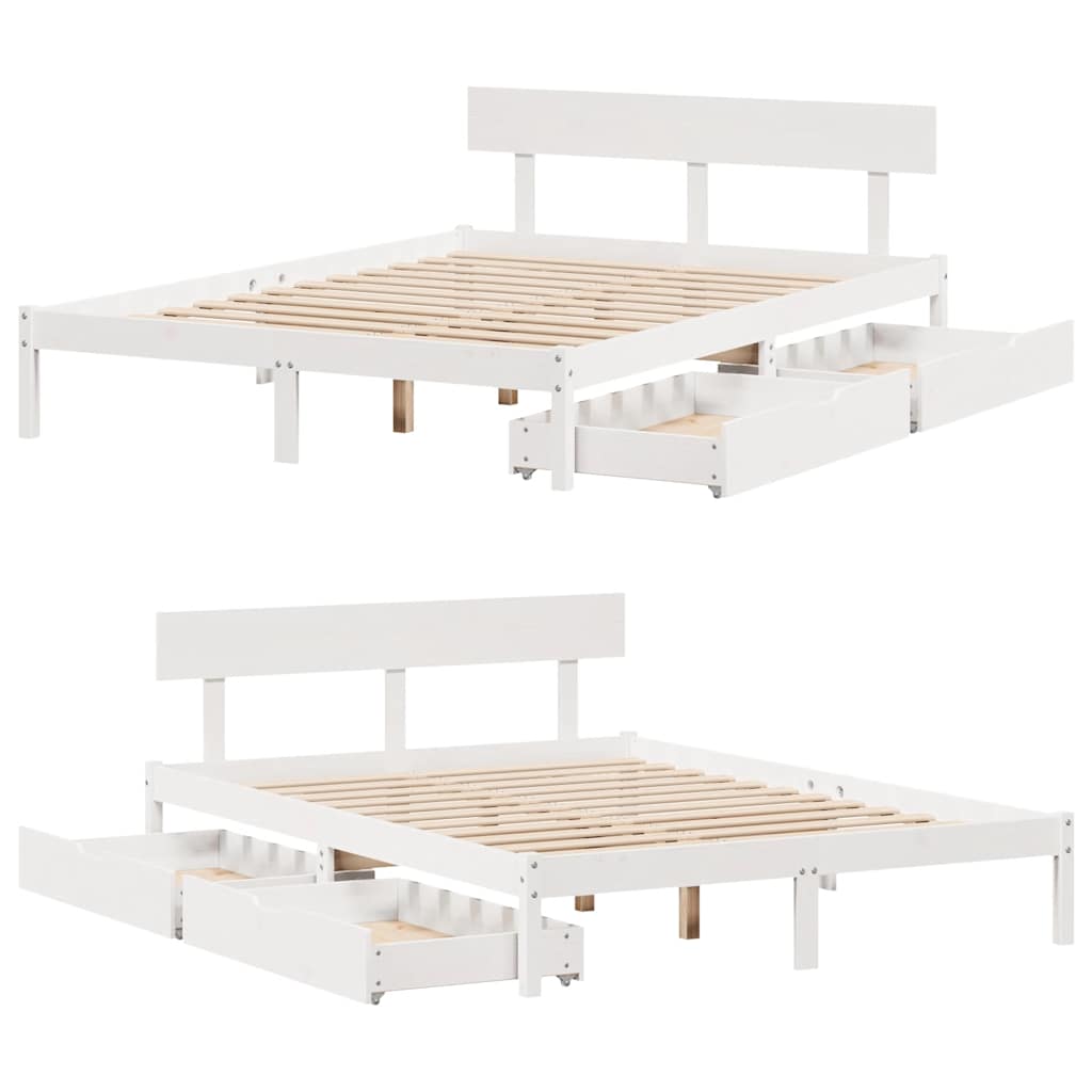 vidaXL Bed Frame without Mattress White 135x190 cm Double Solid Wood Pine