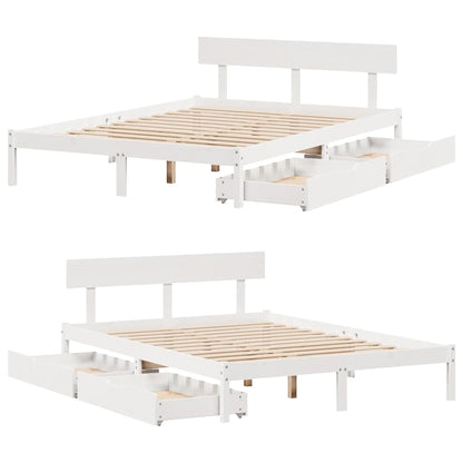 vidaXL Bed Frame without Mattress White 135x190 cm Double Solid Wood Pine