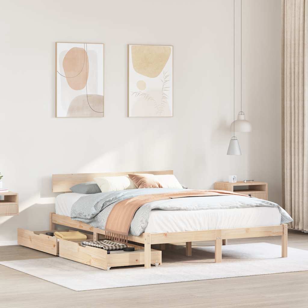 vidaXL Bed Frame without Mattress 140x190 cm Solid Wood Pine