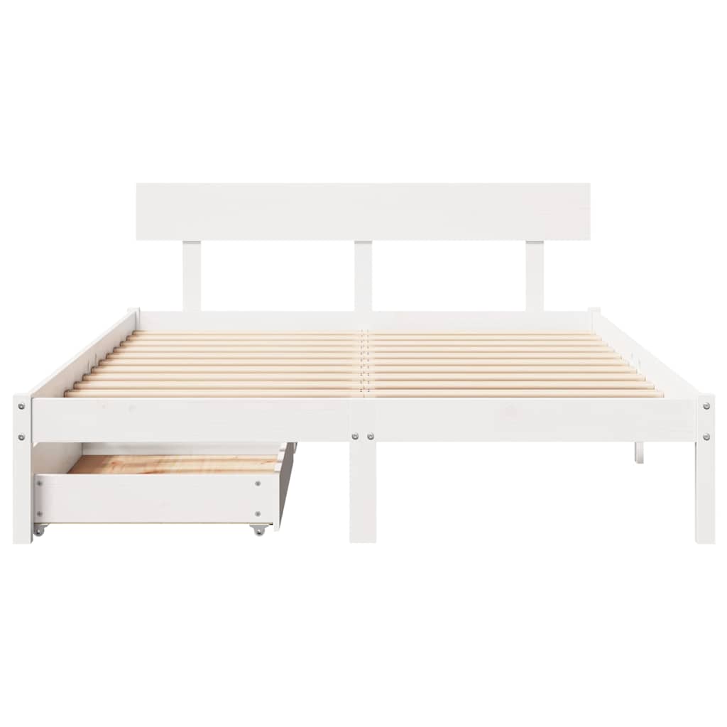 vidaXL Bed Frame without Mattress White 140x190 cm Solid Wood Pine