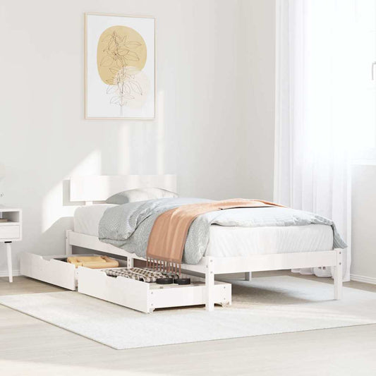 vidaXL Bed Frame without Mattress White 90x200 cm Solid Wood Pine