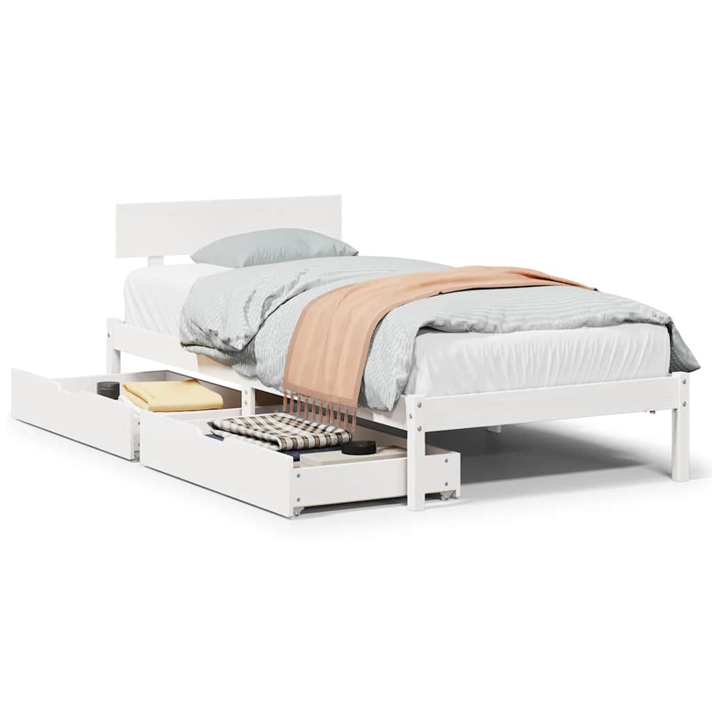 vidaXL Bed Frame without Mattress White 100x200 cm Solid Wood Pine