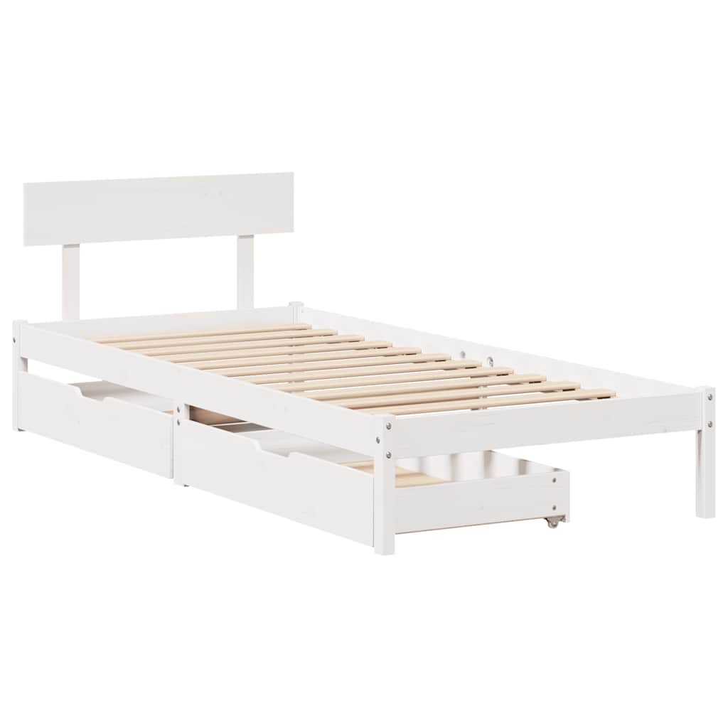 vidaXL Bed Frame without Mattress White 100x200 cm Solid Wood Pine