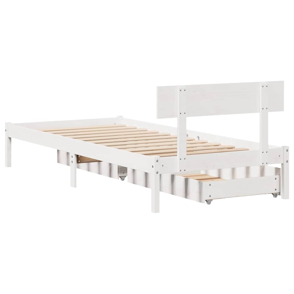 vidaXL Bed Frame without Mattress White 100x200 cm Solid Wood Pine