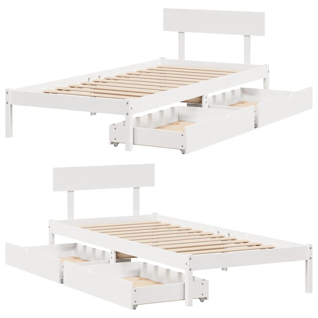 vidaXL Bed Frame without Mattress White 100x200 cm Solid Wood Pine