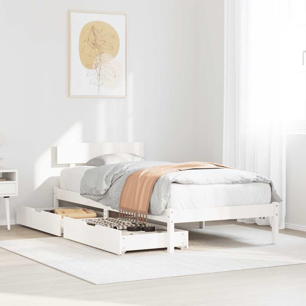 vidaXL Bed Frame without Mattress White 100x200 cm Solid Wood Pine