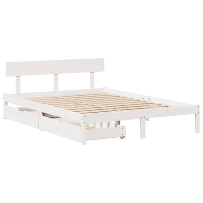vidaXL Bed Frame without Mattress White 150x200 cm King Size Solid Wood Pine
