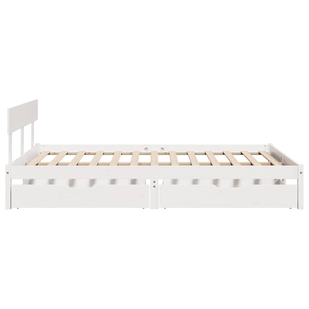 vidaXL Bed Frame without Mattress White 150x200 cm King Size Solid Wood Pine