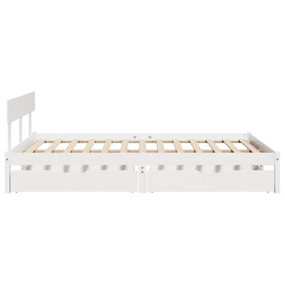 vidaXL Bed Frame without Mattress White 150x200 cm King Size Solid Wood Pine