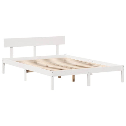 vidaXL Bed Frame without Mattress White 150x200 cm King Size Solid Wood Pine