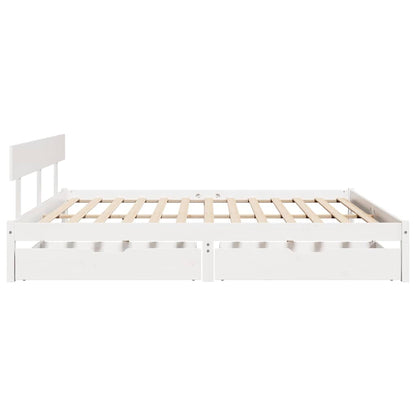 vidaXL Bed Frame without Mattress White 180x200 cm Super King Solid Wood Pine