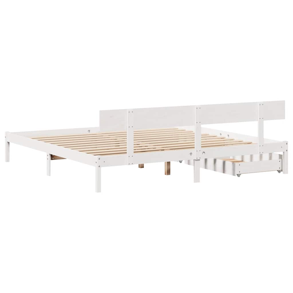 vidaXL Bed Frame without Mattress White 180x200 cm Super King Solid Wood Pine