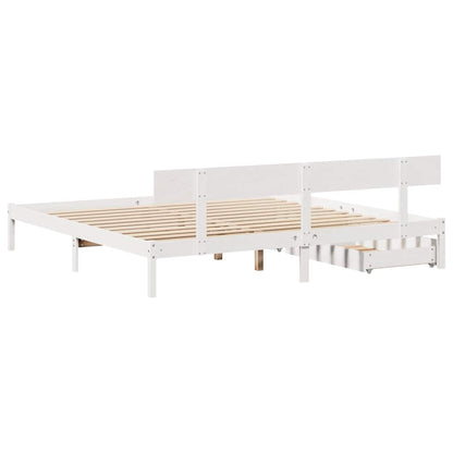 vidaXL Bed Frame without Mattress White 180x200 cm Super King Solid Wood Pine