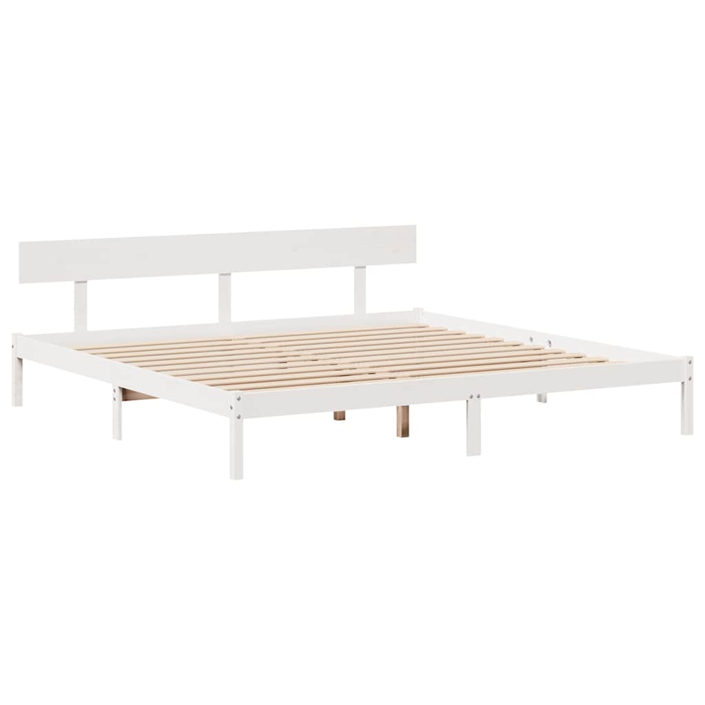 vidaXL Bed Frame without Mattress White 180x200 cm Super King Solid Wood Pine