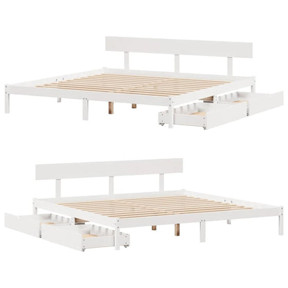 vidaXL Bed Frame without Mattress White 180x200 cm Super King Solid Wood Pine