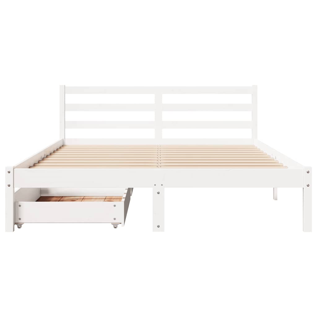 vidaXL Bed Frame without Mattress White 135x190 cm Double Solid Wood Pine