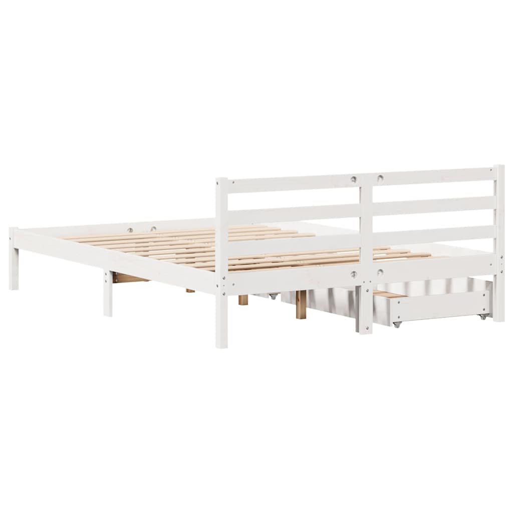 vidaXL Bed Frame without Mattress White 135x190 cm Double Solid Wood Pine