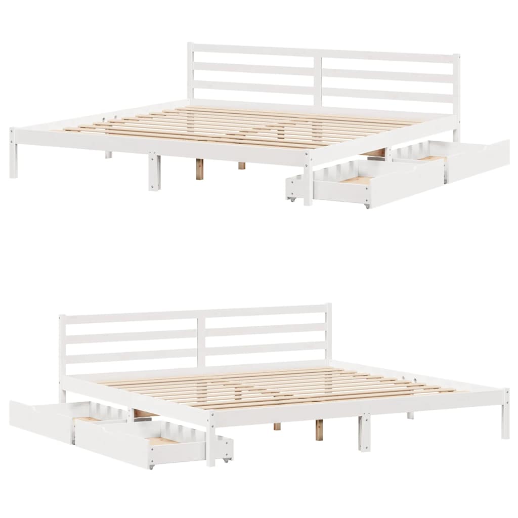 vidaXL Bed Frame without Mattress White 200x200 cm Solid Wood Pine