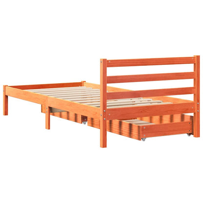 vidaXL Bed Frame without Mattress Wax Brown 75x190 cm Small Single Solid Wood Pine