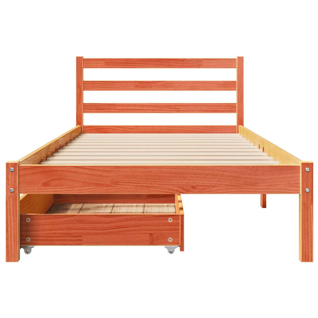 vidaXL Bed Frame without Mattress Wax Brown 90x190 cm Single Solid Wood Pine