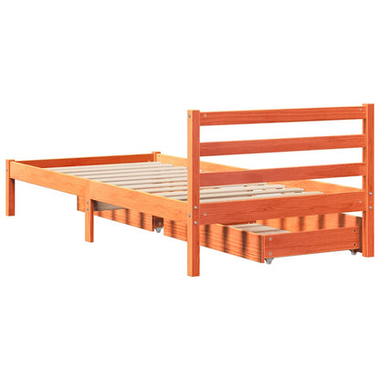 vidaXL Bed Frame without Mattress Wax Brown 90x190 cm Single Solid Wood Pine