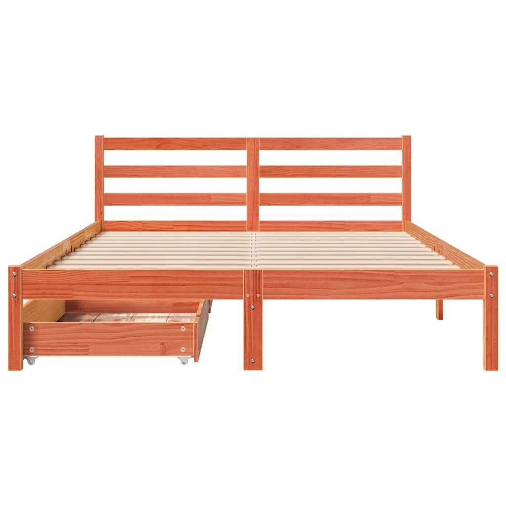 vidaXL Bed Frame without Mattress Wax Brown 120x190 cm Small Double Solid Wood Pine