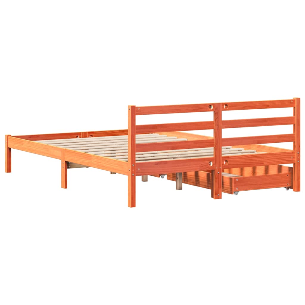 vidaXL Bed Frame without Mattress Wax Brown 120x190 cm Small Double Solid Wood Pine