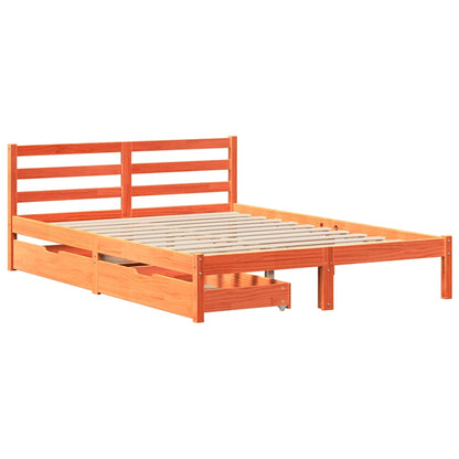 vidaXL Bed Frame without Mattress Wax Brown 150x200 cm King Size Solid Wood Pine