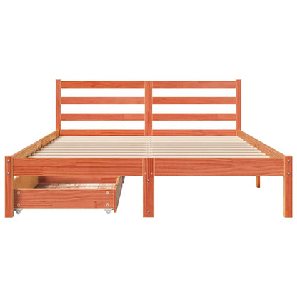 vidaXL Bed Frame without Mattress Wax Brown 150x200 cm King Size Solid Wood Pine