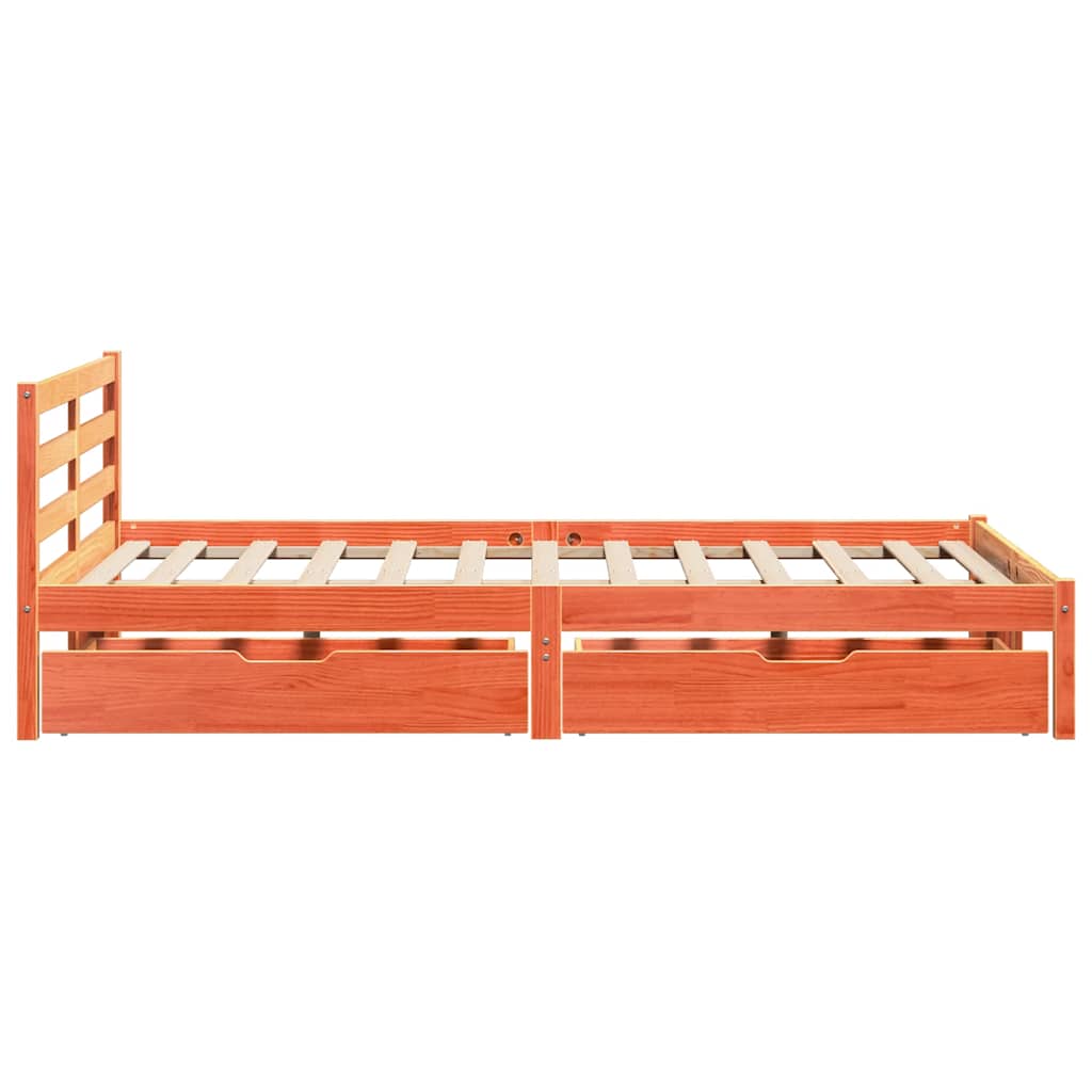 vidaXL Bed Frame without Mattress Wax Brown 150x200 cm King Size Solid Wood Pine