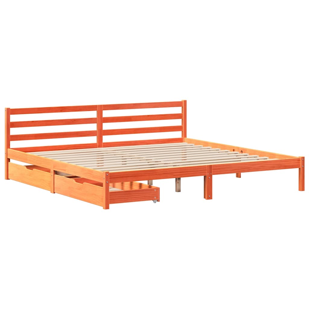 vidaXL Bed Frame without Mattress Wax Brown 200x200 cm Solid Wood Pine
