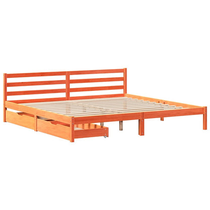 vidaXL Bed Frame without Mattress Wax Brown 200x200 cm Solid Wood Pine