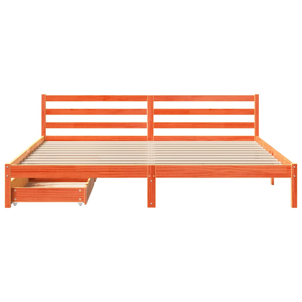 vidaXL Bed Frame without Mattress Wax Brown 200x200 cm Solid Wood Pine
