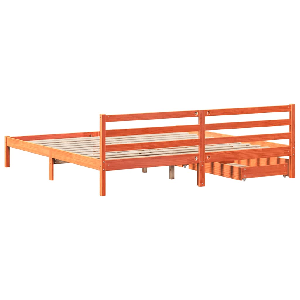 vidaXL Bed Frame without Mattress Wax Brown 200x200 cm Solid Wood Pine
