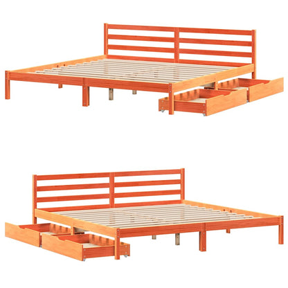 vidaXL Bed Frame without Mattress Wax Brown 200x200 cm Solid Wood Pine