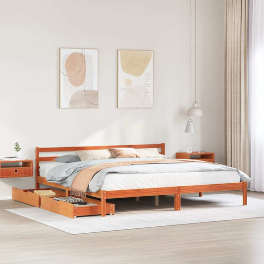 vidaXL Bed Frame without Mattress Wax Brown 200x200 cm Solid Wood Pine