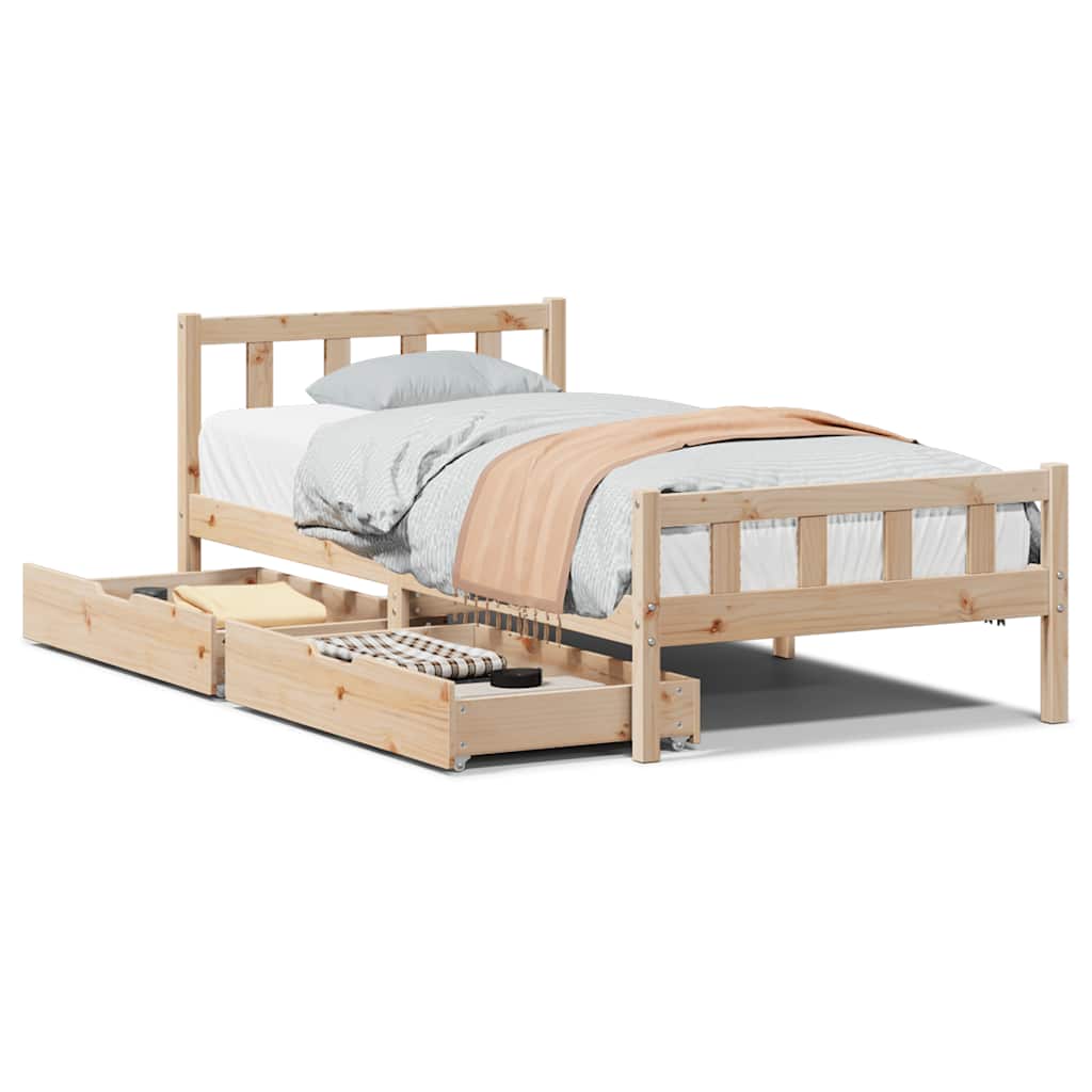 vidaXL Bed Frame without Mattress 90x190 cm Single Solid Wood Pine