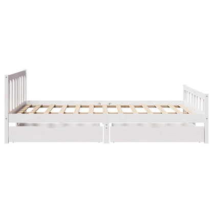 vidaXL Bed Frame without Mattress White 150x200 cm King Size Solid Wood Pine