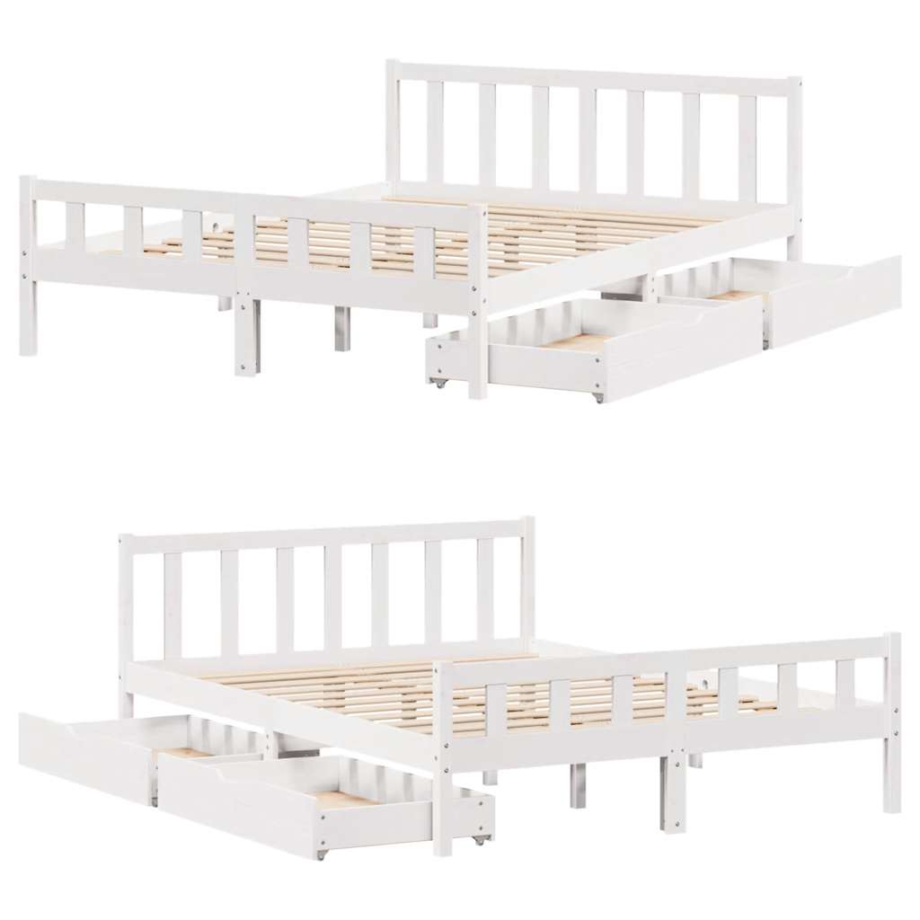 vidaXL Bed Frame without Mattress White 160x200 cm Solid Wood Pine