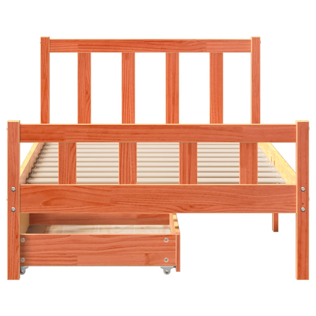 vidaXL Bed Frame without Mattress Wax Brown 75x190 cm Small Single Solid Wood Pine