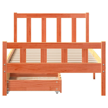 vidaXL Bed Frame without Mattress Wax Brown 75x190 cm Small Single Solid Wood Pine