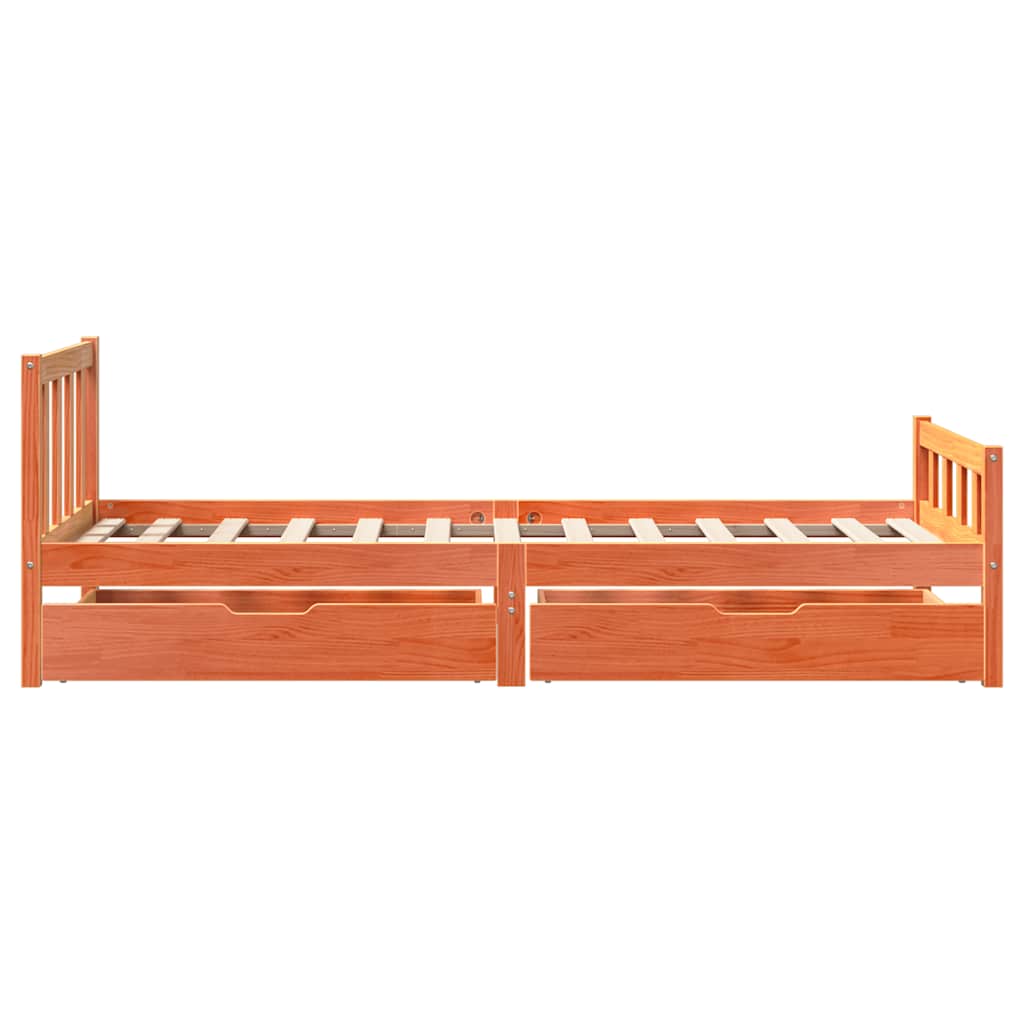 vidaXL Bed Frame without Mattress Wax Brown 75x190 cm Small Single Solid Wood Pine