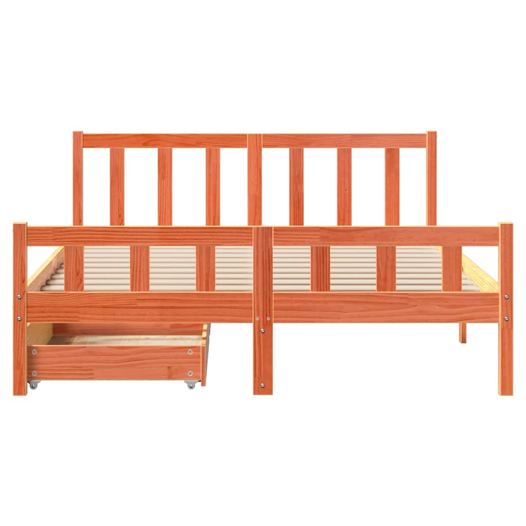 vidaXL Bed Frame without Mattress Wax Brown 150x200 cm King Size Solid Wood Pine