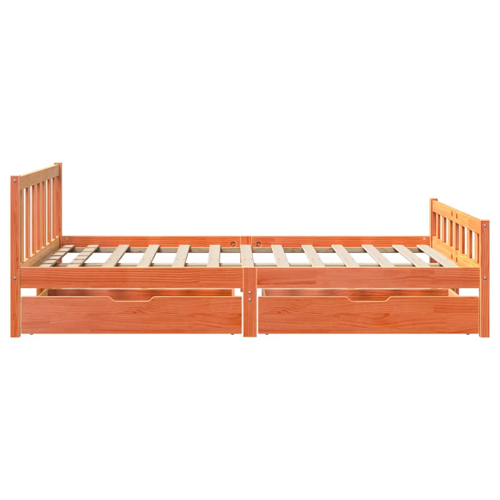 vidaXL Bed Frame without Mattress Wax Brown 150x200 cm King Size Solid Wood Pine