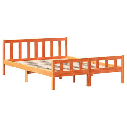 vidaXL Bed Frame without Mattress Wax Brown 150x200 cm King Size Solid Wood Pine