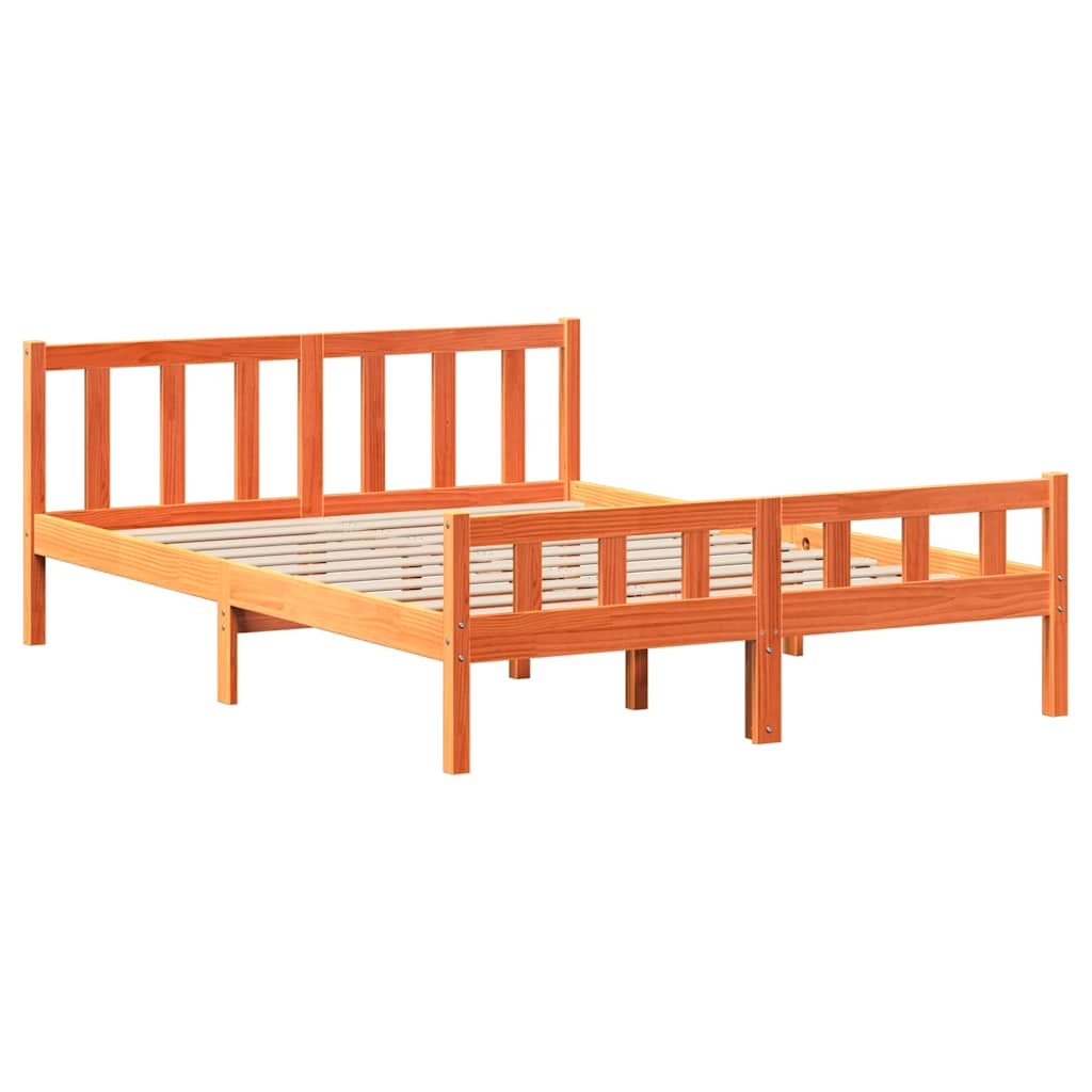 vidaXL Bed Frame without Mattress Wax Brown 160x200 cm Solid Wood Pine