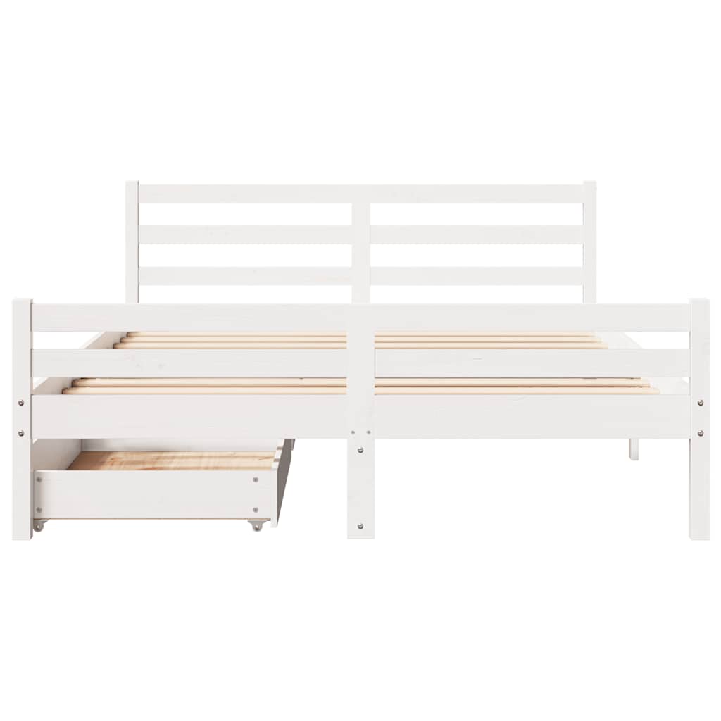 vidaXL Bed Frame without Mattress White 135x190 cm Double Solid Wood Pine