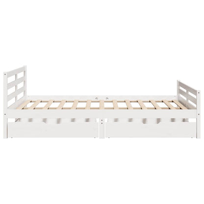 vidaXL Bed Frame without Mattress White 135x190 cm Double Solid Wood Pine