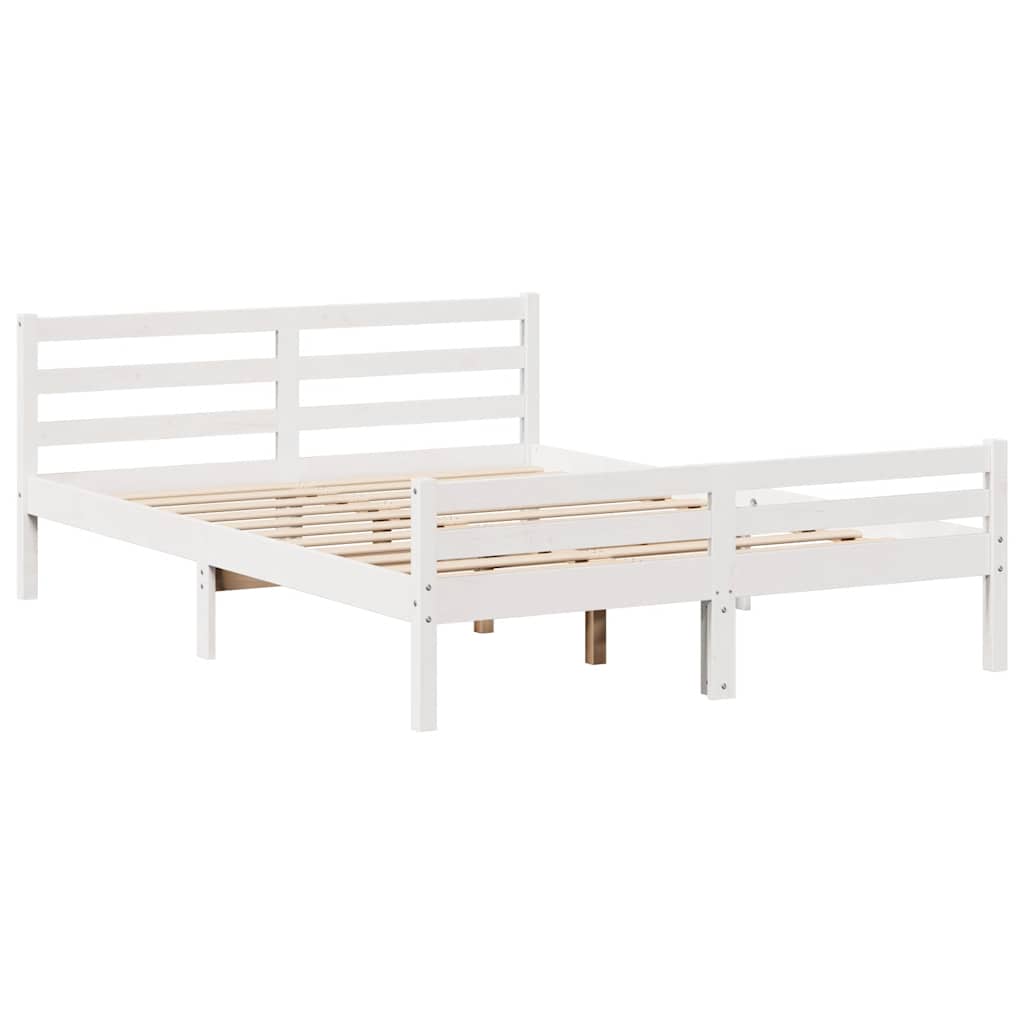vidaXL Bed Frame without Mattress White 135x190 cm Double Solid Wood Pine