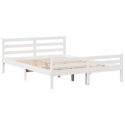 vidaXL Bed Frame without Mattress White 135x190 cm Double Solid Wood Pine